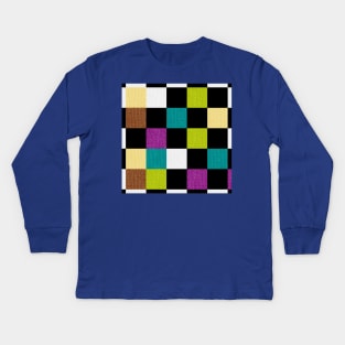 Checkered Colorful Pattern Kids Long Sleeve T-Shirt